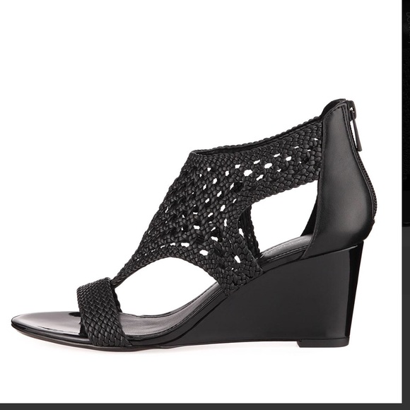 Donald Pliner Black Jolie Woven Napa Leather Wedge - Picture 2 of 8